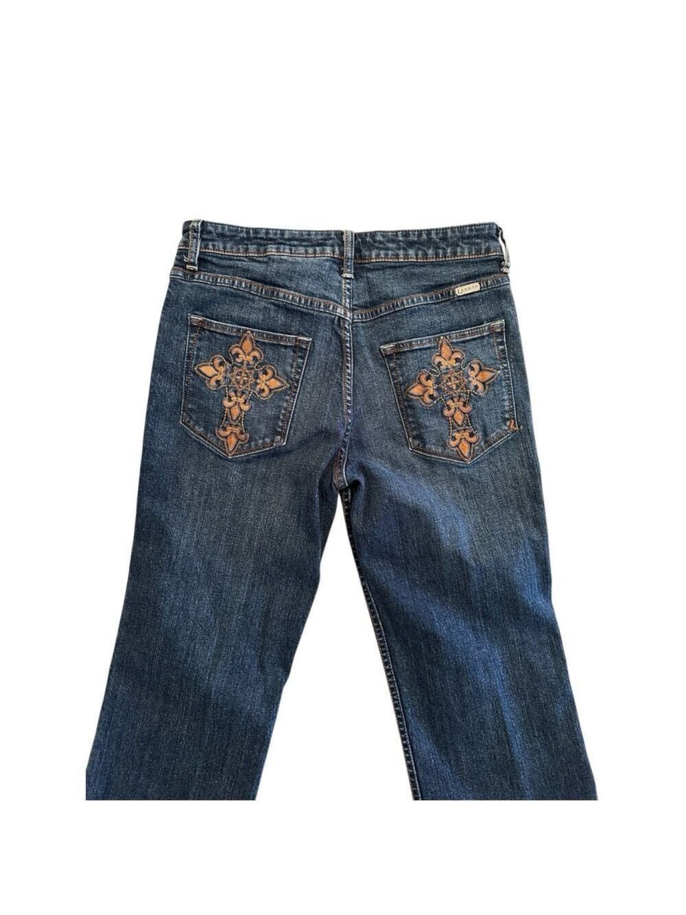 Lawman Jeans Junior Womens 11/12 BLUE Mid-Rise Thick Western Embroidered Cowgirl